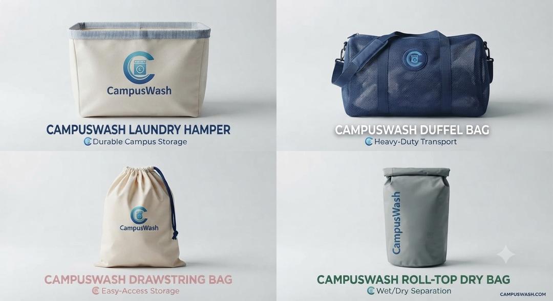 CampusWash laundry hampers, duffel bags, and dry bags