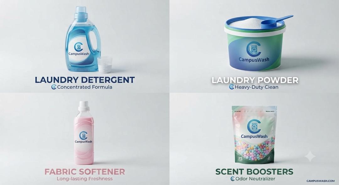 CampusWash detergents, powder, softener, and scent boosters